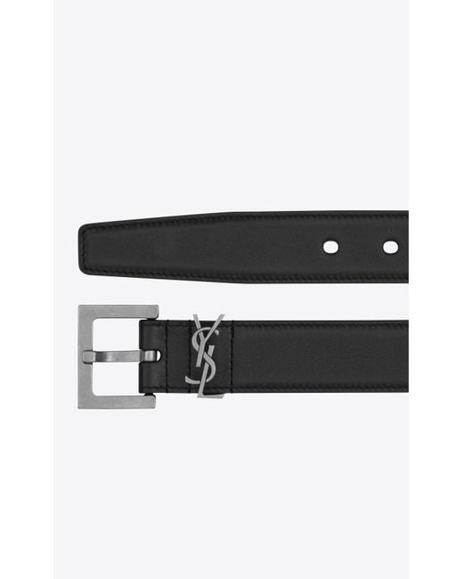 Saint Laurent White Cassandre Square Buckle Belt