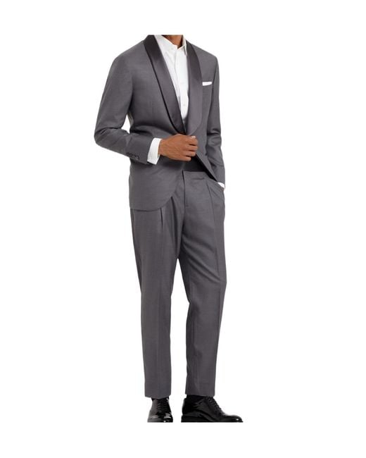 Brunello Cucinelli Gray Single-Breasted Wool Suit for men