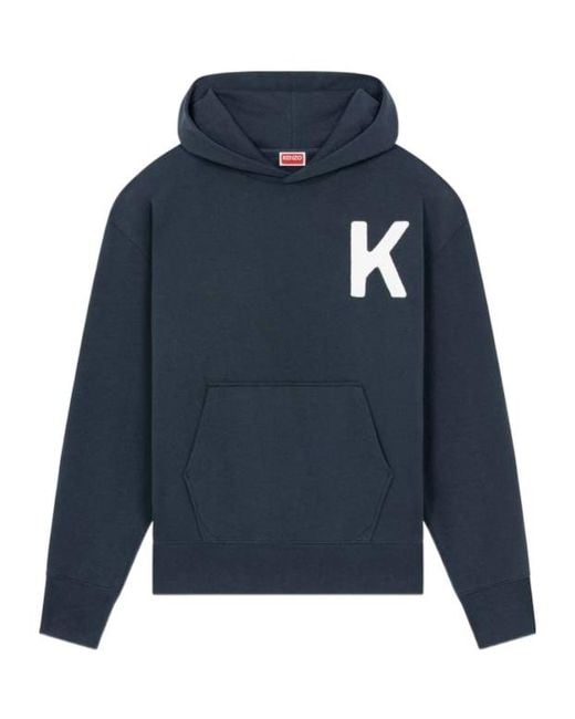 KENZO Blue Lucky Tiger Genderless Embroidered Oversized Hoodie for men