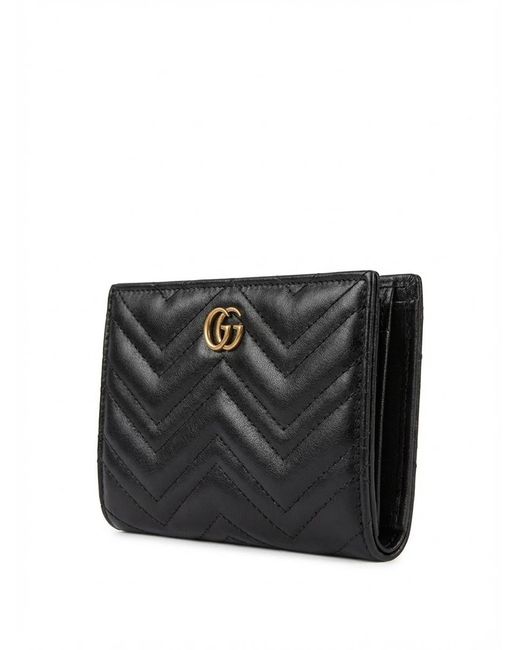 Gucci Black Gg Marmont Logo Wallet