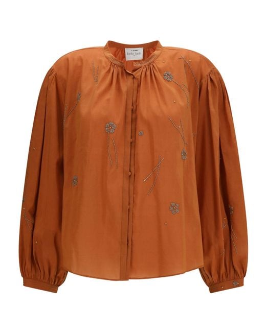Forte_forte Brown Fleurs Dorient Embroidered Shirt