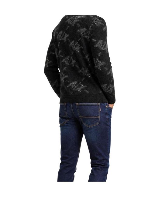 ARMANI EXCHANGE Black Crew-Neck Knit Top for men