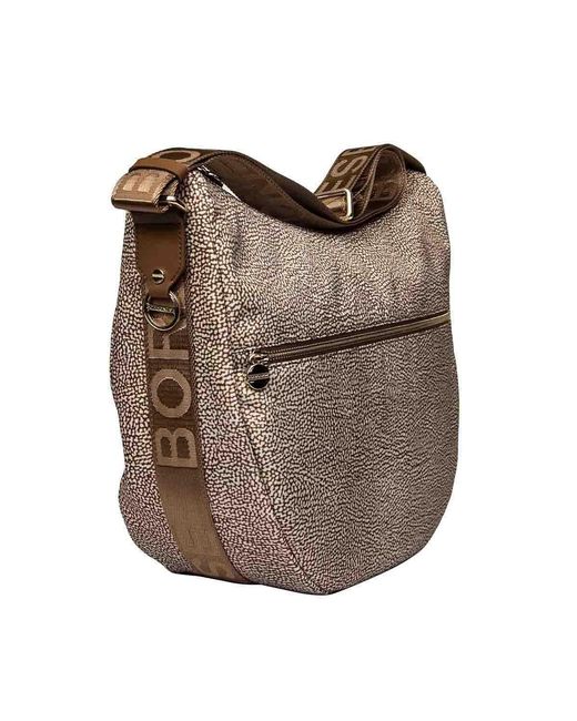 Borbonese Natural Zippered Shoulder Bag