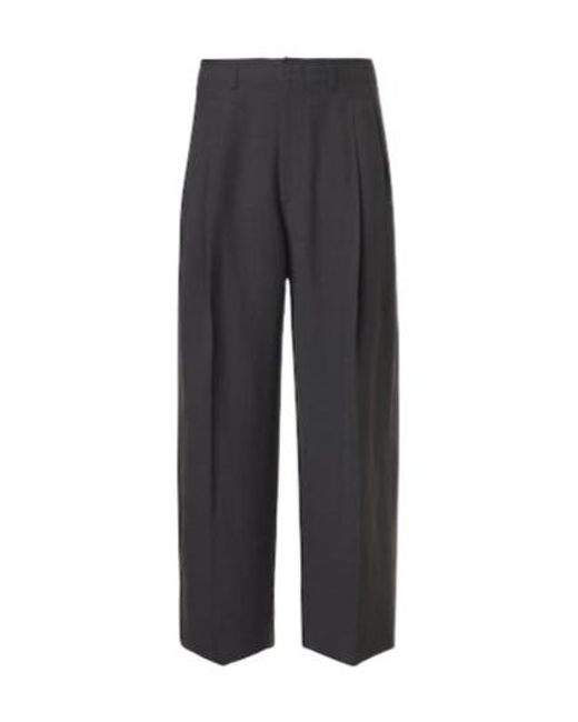 Lemaire Gray Pleated Gabardine Wide-Leg Pants for men