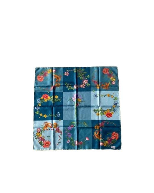 Gucci Blue Printed Silk Twill Bandana