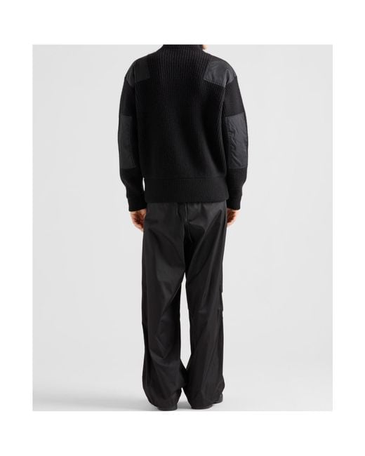 Prada Black Wool-Cashmere Half-Button Sweater for men