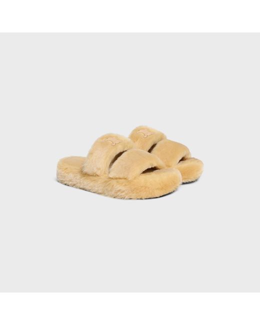Céline Natural Triomphe Shearling Slipper