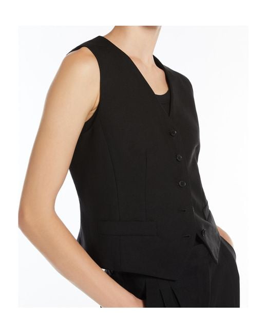 Weekend by Maxmara Black Viscose And Linen Canvas Waistcoat