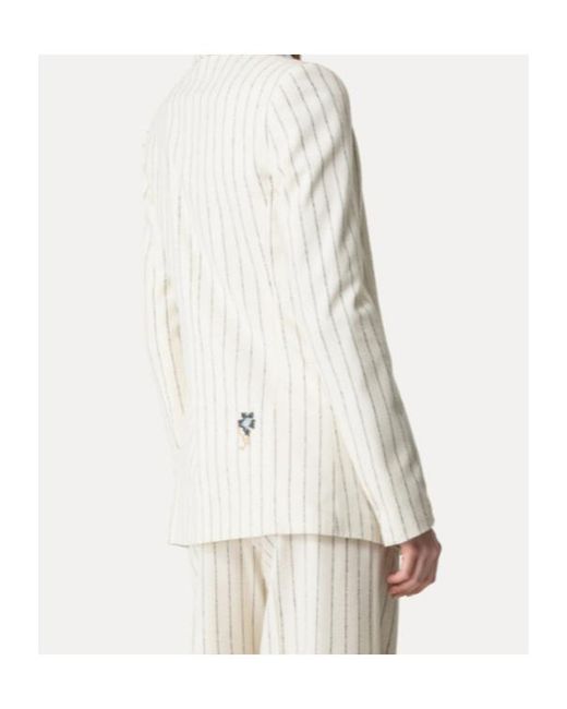 Forte_forte White Pinstriped Embroidered Jacket