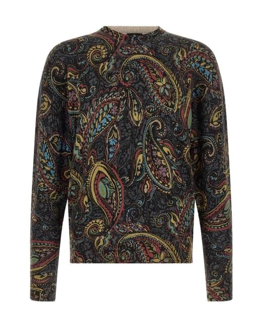 Etro Black Paisley Sweater for men