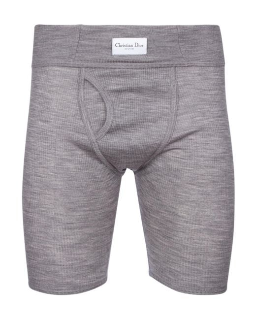 Dior Gray Homme Logo Patch Ribbed Shorts for men