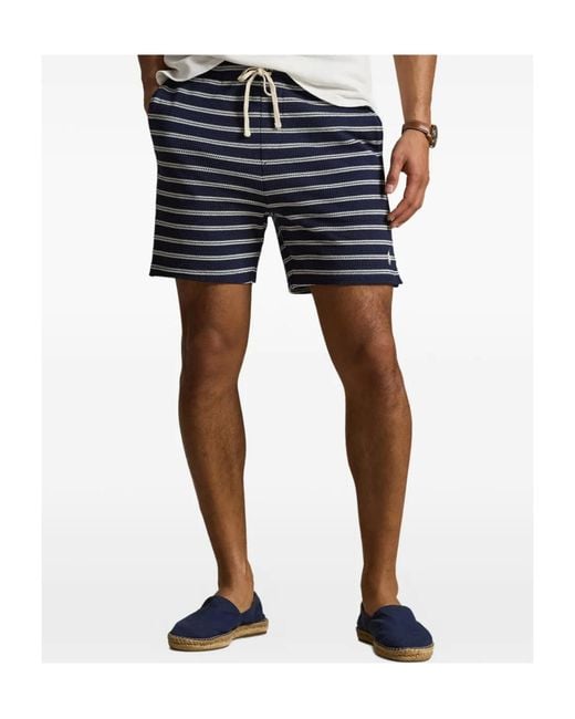 Polo Ralph Lauren Blue Drawstring Striped Shorts for men