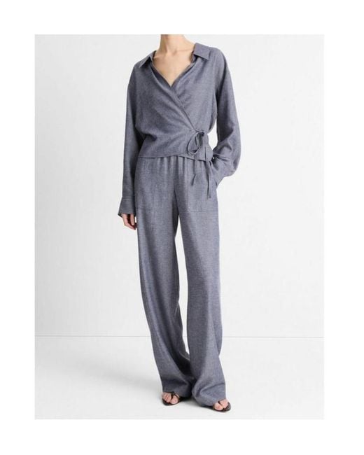 Vince Blue Collared Wrap Top
