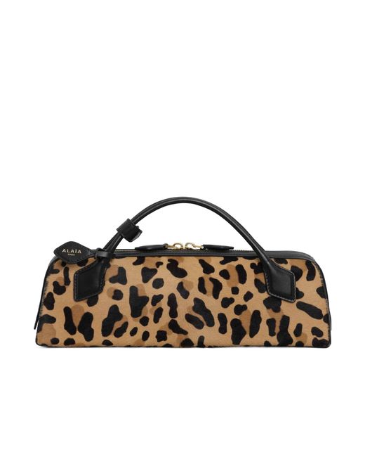 Alaïa Brown Alaïa Le Teckel Leopard Printed Clutch Bag