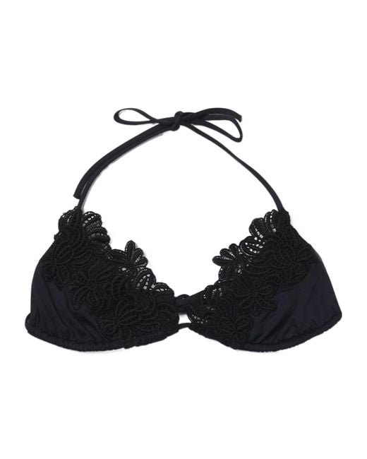 Ermanno Scervino Black Macramé-Detailing Bikini Top