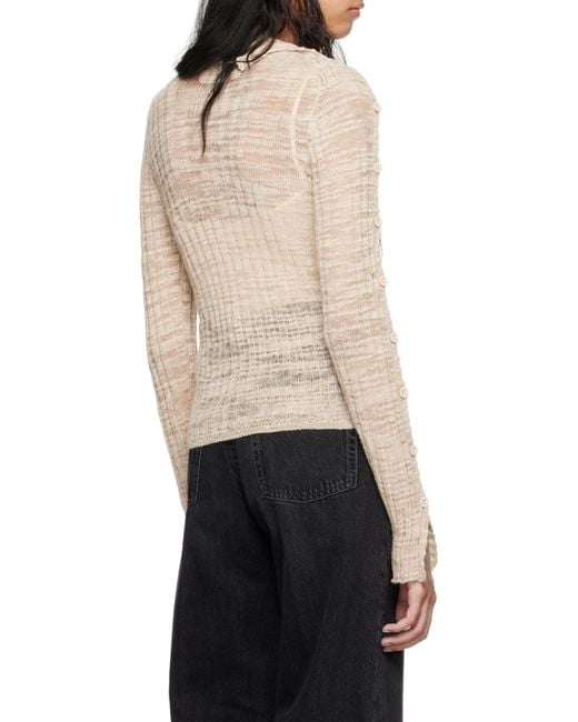 Acne Natural Sheer Ribbed Turtleneck Pullover