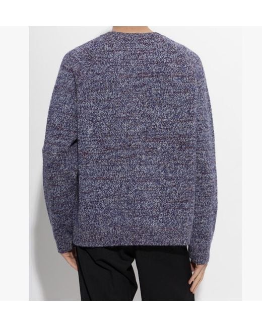 Dries Van Noten Blue Crew Neck Long-Sleeved Knitwear for men