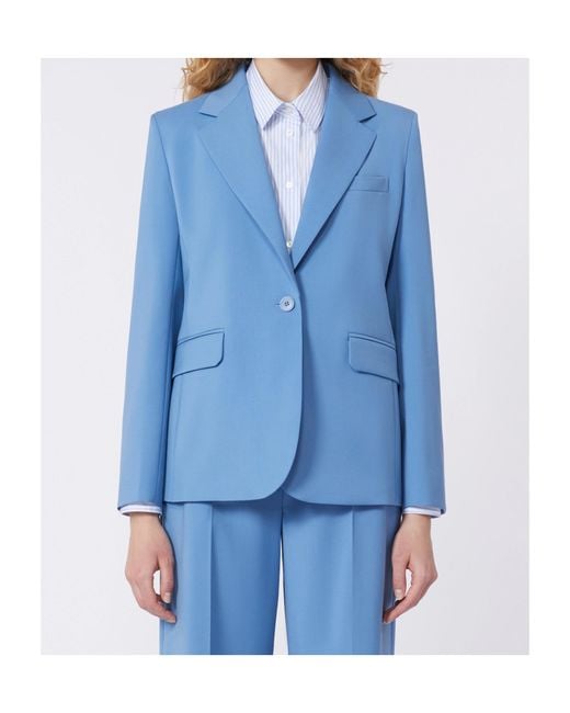 Weekend by Maxmara Blue Virgin Wool Blazer
