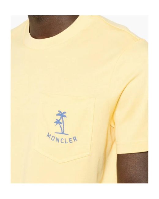 Moncler Yellow Palm Tree Pocket T-Shirt for men
