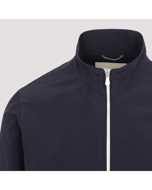 Brunello Cucinelli Blue High-Neck Zipped Jacket for men