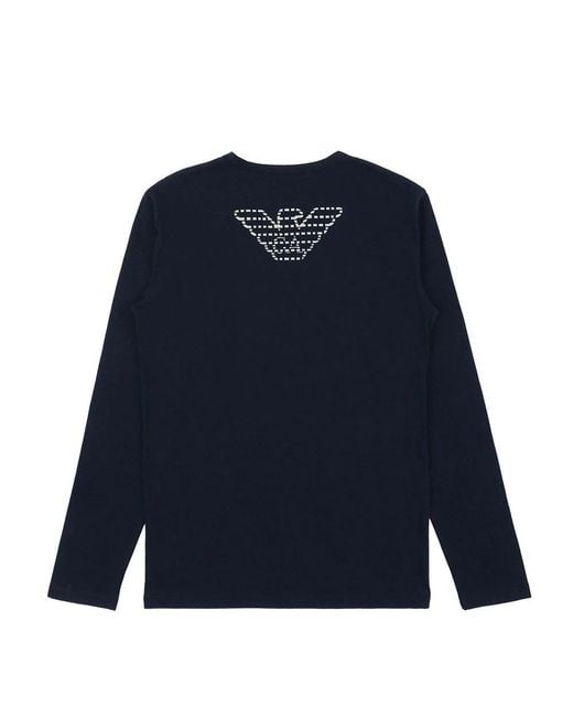Emporio Armani Blue V-Neck Long-Sleeved T-Shirt for men