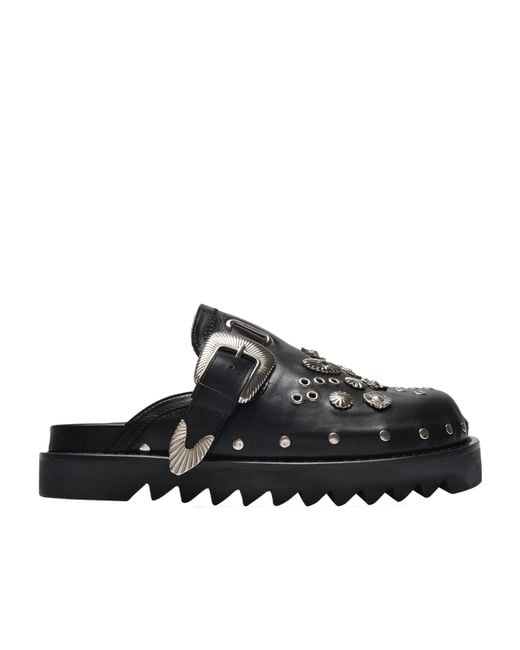 Toga Virilis Black Embellished Clogs for men