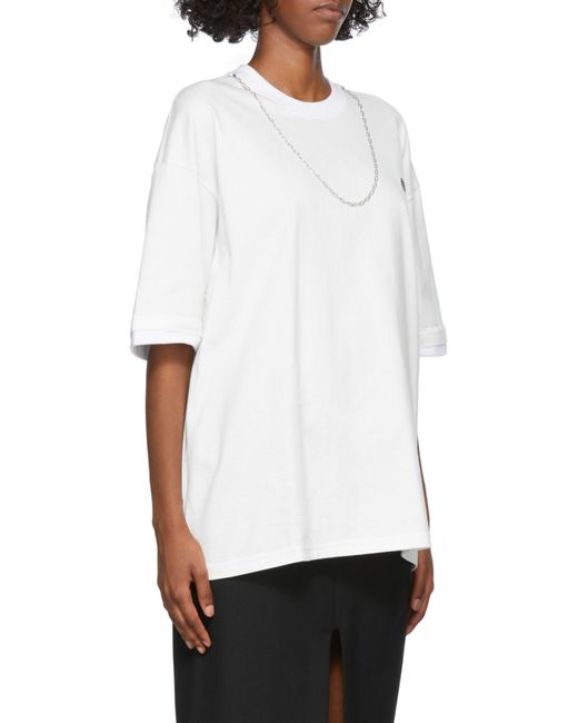 Ambush White Chain Collar Detail Crewneck T-Shirt for men