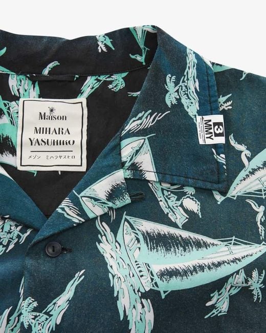 Maison Mihara Yasuhiro Green Pattern-Printed Short-Sleeved Shirt for men