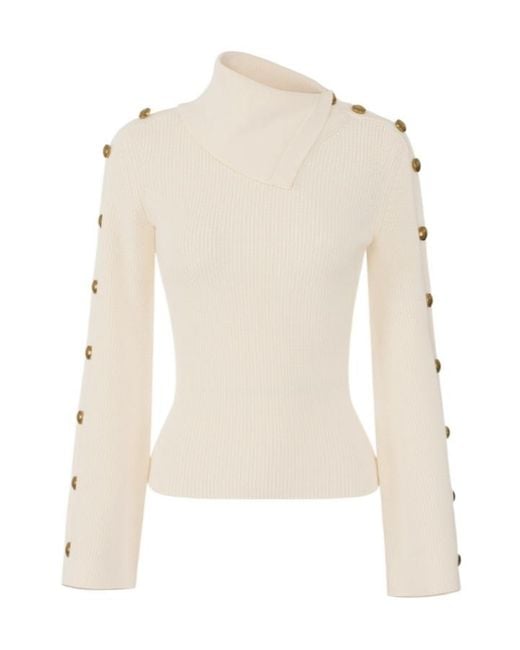 Elisabetta Franchi White Knit Pullover With Jewel Buttons