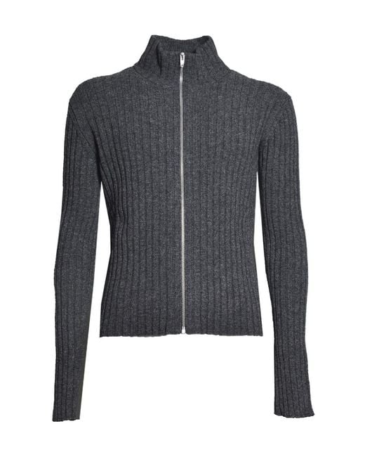 Jil Sander Blue Zip-Up High Neck Cardigan for men