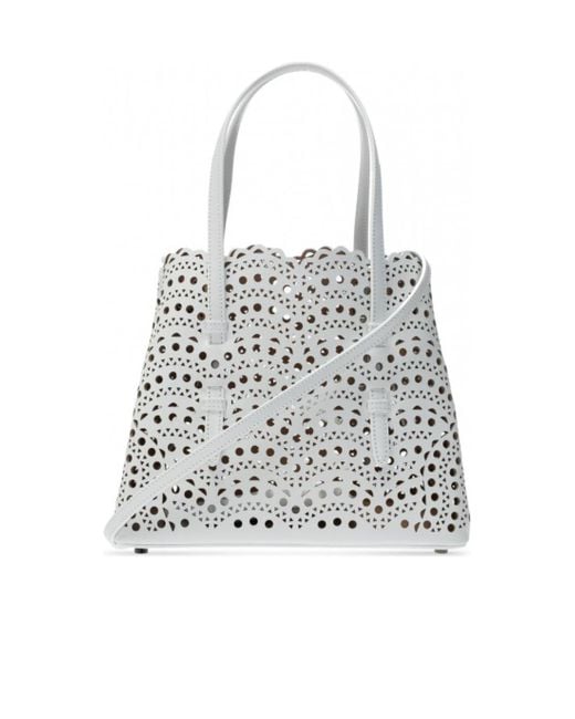 Alaïa White Alaïa Mina 25 Laser-Cut Tote Bag