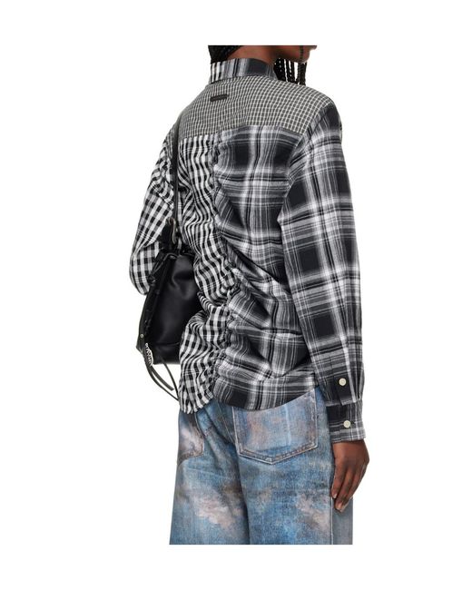 ANDERSSON BELL Black Pleated Plaid Shirt