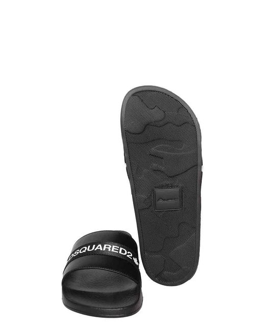 DSquared² Black Logo Almond Toe Sliders
