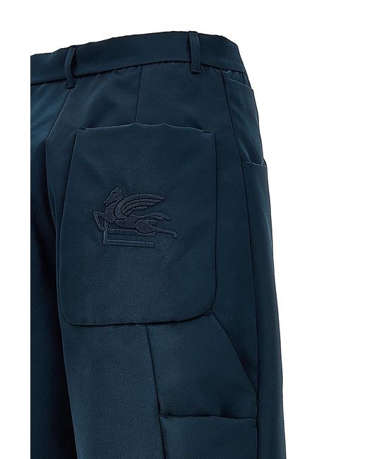 Etro Blue High-Waisted Cargo Pants