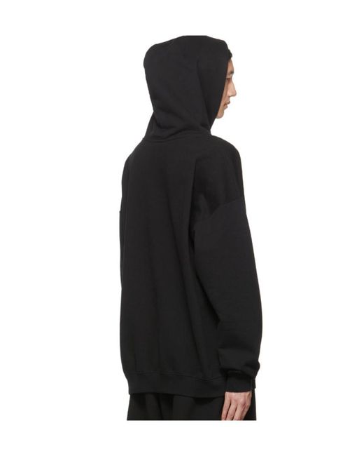 Vetements Black Embroidered Logo Hoodie for men