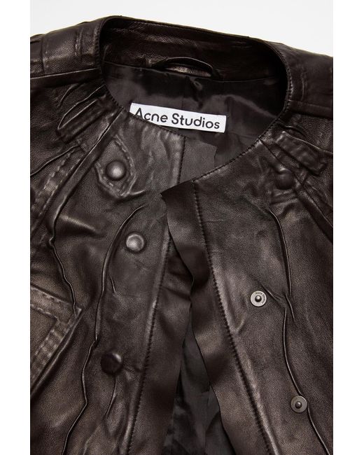 Acne Brown Crinkled Leather Jacket