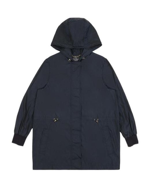 Ferragamo Blue Hooded Casual Jacket