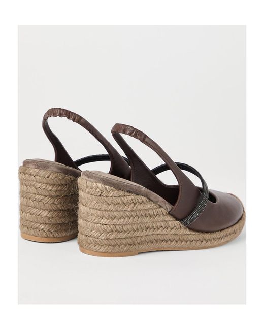 Brunello Cucinelli Brown Riding Wedged Espadrilles