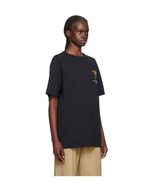 Maison Kitsuné Black Trophy Pattern Round Collar T-Shirt
