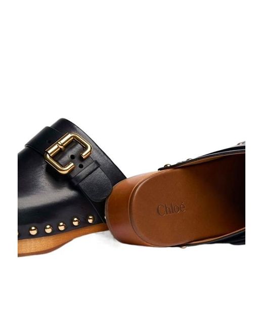 Chloé Blue 50Mm Jeannette Leather Clogs