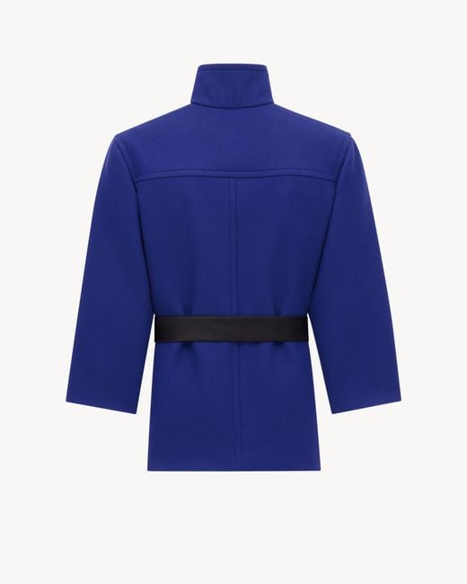 Saint Laurent Blue Boxy Belted Coat