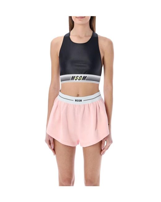 MSGM Black Logo Band Sport Top