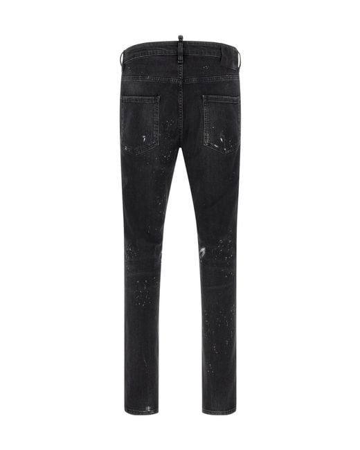 DSquared² Black Splatter Paint Jeans for men