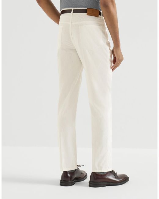 Brunello Cucinelli White Garment-Dyed Five-Pocket Italian-Fit Trousers for men