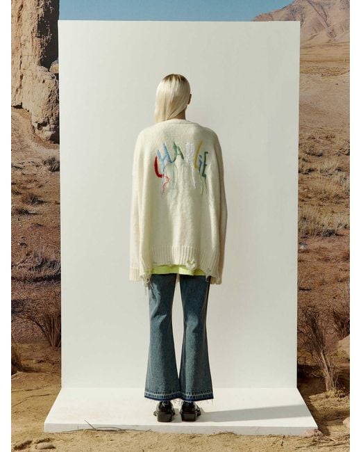CHARLIE LUCIANO White Imitation Of Old Logo Knitted Cardigan for men