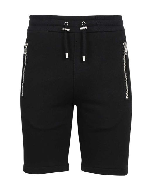 Balmain Black Logo Embossed Bermuda Shorts for men