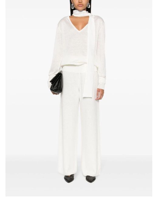 Fabiana Filippi White V-Neck Jumper