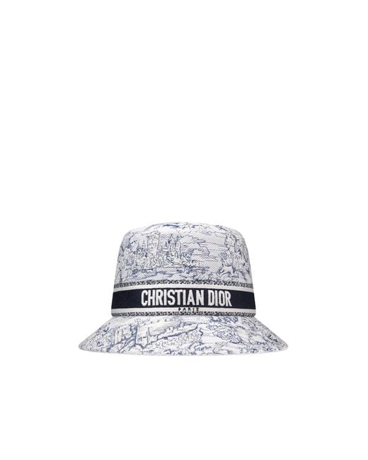 Dior White D-Bobby Toile De Jouy Scotland Small-Brim Bucket Hat