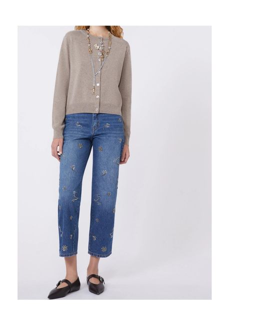 Weekend by Maxmara Gray Crew-Neck Cardigan