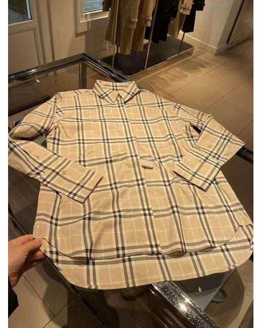 Burberry Natural Regular Fit Check Stretch Cotton Shirt